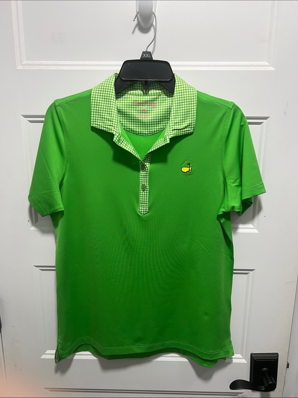 Unisex Magnolia lane Lime Green Golf Polo with Check Collar M